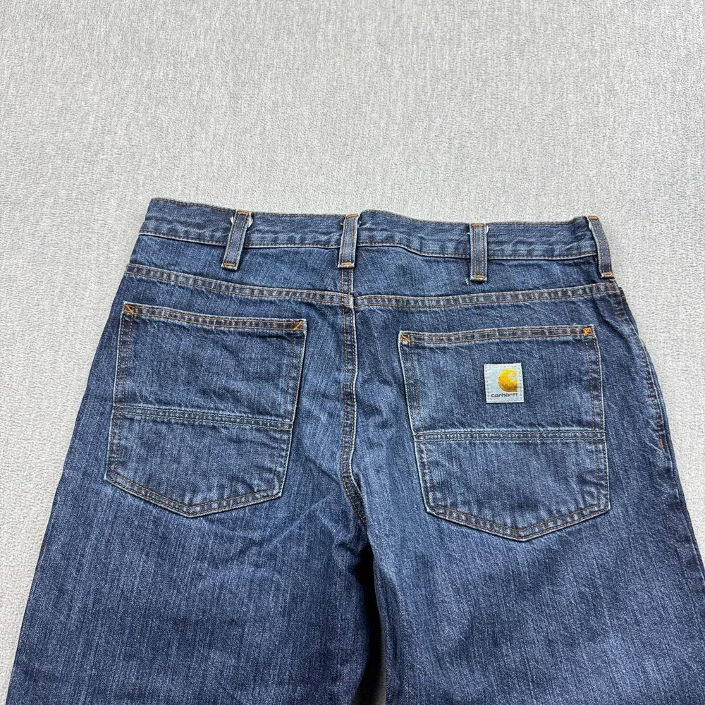 Carhartt Jeans Mens 32X30 Blue Denim Relaxed Fit Straight Workwear Pants 105119